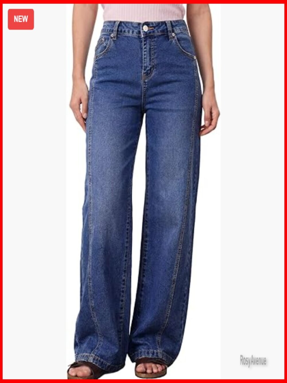 High Waisted Wide Leg Jeans Front Seam Straight Denim Pants